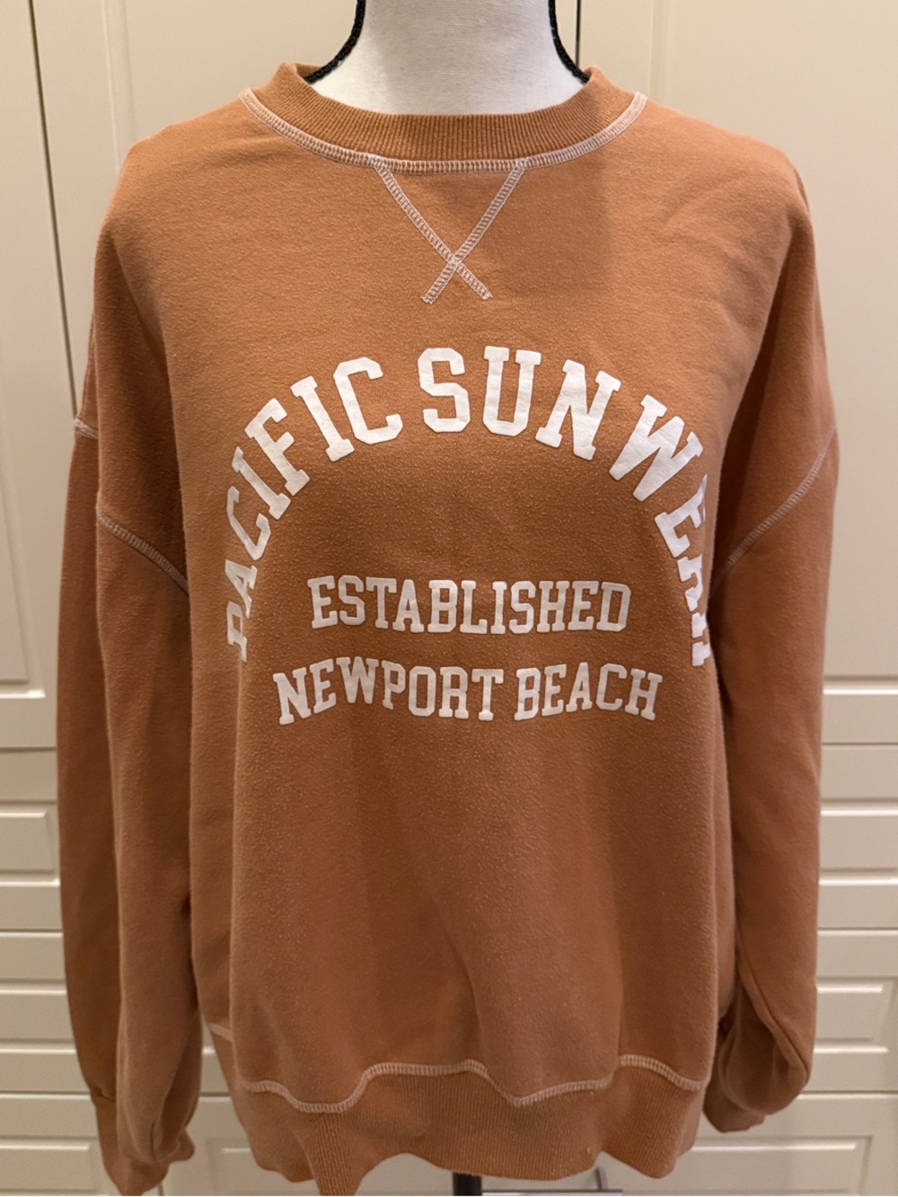 Pacific Sunwear Crewneck Sweatshirt in Rust with White Logo